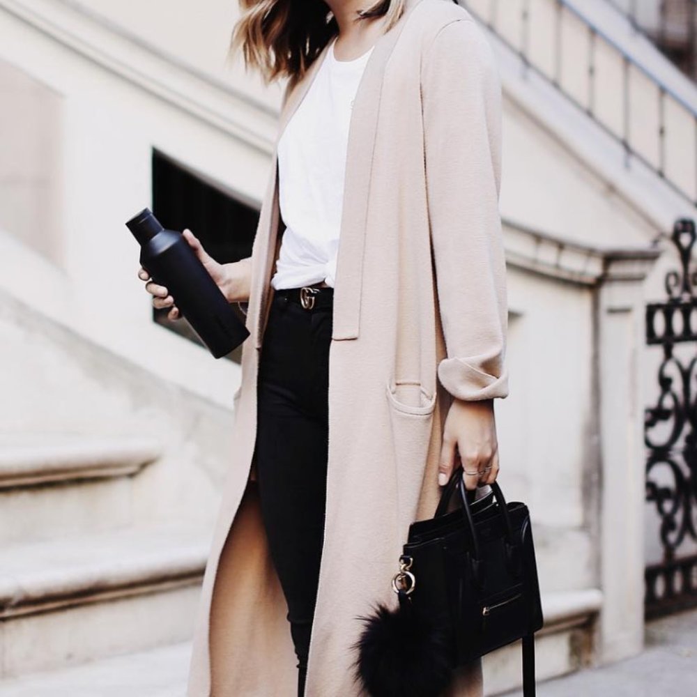 Oak + Fort Long Cardigan Taupe Beige